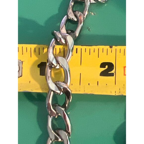 Silver Tone Purse Flat Chain Strap Replacement Handle 50" Long 3/8" Wide - Picture 4 of 4
